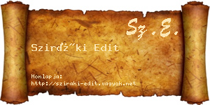 Sziráki Edit névjegykártya
